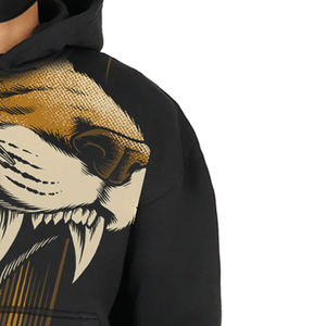 Sweat à capuche oversize en molleton 100 % coton écoresponsable sans cordon, imprimé 3D, effet vieilli, pour homme - Product Image 3