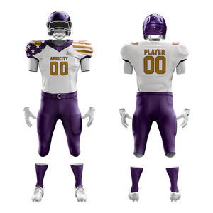 Ensembles d'uniformes de football américain personnalisés en gros, manches courtes, respirants, séchage rapide, grandes tailles, 100 % polyester, pantalons renforcés pour équipe - Product Image 2