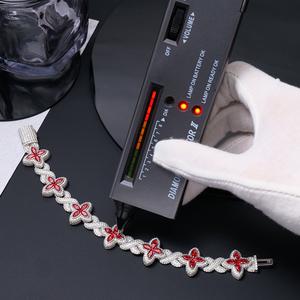 Factory Wholesale Iced Out Cuban Link 925 Sterling Silver VVS1 Graded <b>Garnet</b> Clover Mossanite Moissanite <b>Bracelet</b> for Elegant - Product Image 4