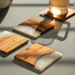 Posavasos de resina y madera natural de Venta caliente, esteras de bebida de piedra reutilizables de bajo precio para decoración de mesa de comedor - Product Image 5