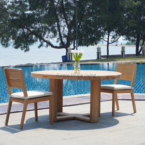 Silla de comedor moderna de teca sólida para exteriores, cojín impermeable de Color Natural para Hotel, hogar, apartamento y restaurante, silla de comedor - Product Image 6