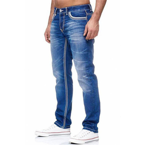 Best Selling Adult Size <b>Men's</b> Casual <b>Jeans</b> Pants Fashion Straight Style with Mid <b>Waist</b> Solid Color and Printed Logo OEM Service - Product Image 5
