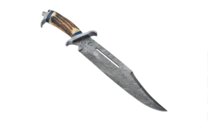 Vente en gros de couteau de chasse à pointe tombante personnalisé OEM/ODM de haute qualité fait à la main en acier Damas manche en corne 1 an de garantie pour - Product Image 3