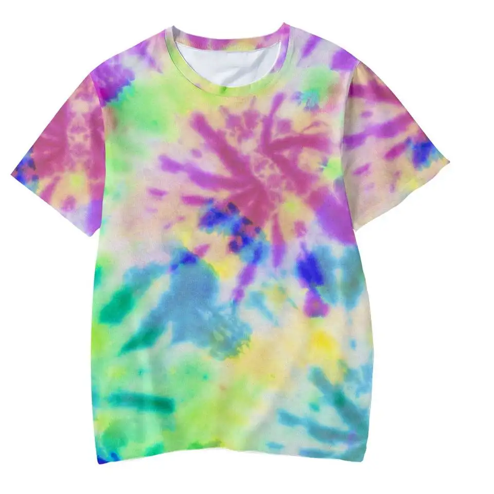 Hot New Products Originality Streetwear Hip Hop Clothing Plain No Brand Men Short-Sleeved Tie Dye T Shirt