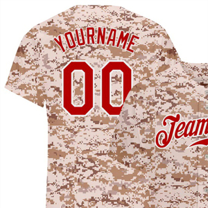Camiseta de Béisbol Personalizada con Camuflaje Desértico, Nombre y Número, Cierre Completo con Botones, Manga Corta, Ropa de Equipo - Product Image 5