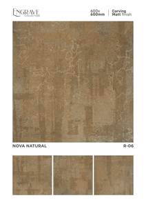 Designs modernes Carreaux vitrifiés émaillés en porcelaine de haute qualité 600x600mm Finition mate avec finition sculptée - Product Image 3