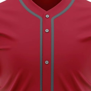 Maillot de baseball rouge pour homme, manches courtes, boutons sur le devant, polyester respirant, coupe classique pour adulte, couleur unie, vêtements de sport - Product Image 5