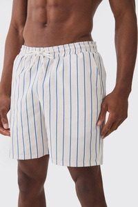Shorts de Baño a Rayas de Longitud Media Personalizados OEM 2026, 100% Poliéster, Estilo Casual, Impermeables, Protección UV, Cierre con Cordón - Product Image 6