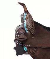 Selle de cheval en cuir anglais brun foncé de qualité supérieure |   Équipement d'équitation en bois durable et confortable |   Équipement équestre portable prêt à être expédié