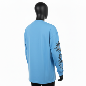 Camiseta de Manga Larga de Algodón Jersey de Alta Calidad, Sensación Suave, Azul Cielo, Impresión Personalizada con Logotipo de Pedrería para Hombre - Product Image 5