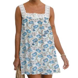 Cotton Women Casual <b>Dresses</b> Summer Bohemian Midi <b>Tunic</b> <b>Dress</b> Hand-Printed Beachwear Sleeveless Design <b>Dress</b> Girl's Everyday - Product Image 4