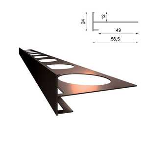 Renoplast ®   Profilé de nez de marche en aluminium SC1 pour sols en céramique - Profil de marche de 200 cm 12 mm, profil de bordure de carrelage - Product Image 3