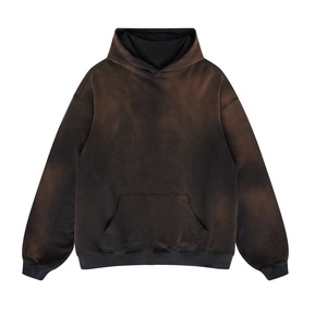 Alta calidad 100% algodón lavado ácido Vintage hombres pulóver con capucha al por mayor logotipo personalizado Streetwear Oversized Look - Product Image 5