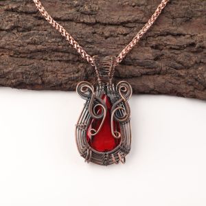 Red Garnet Gemstone Pear Cut Copper Wire <b>Wrapped</b> Fashion Pendant Necklace Oxidized Silver <b>Bridal</b> Party Wear Today Jewelry - Product Image 1