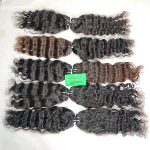 100% vente en gros pas cher naturel brut vierge machine double trame vendeur couleur noire faisceaux ondulés temple indien cheveux humains - Product Image 4