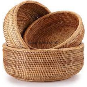 Set of 3 Luxurious Rattan-Made <b>Storage</b> <b>Baskets</b> Best Quality for Dry Fruits <b>Vegetables</b> Other Food Items in India - Product Image 5