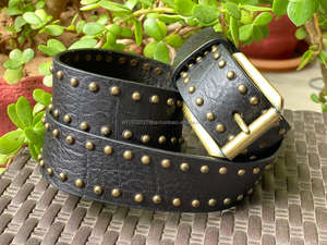 Ceintures en cuir unisexe noir vrai cuir ceintures occidentales de haute qualité - Product Image 4