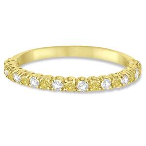 แหวนแต่งงานและวันครบรอบทองคำ 14K ประดับเพชรสีเหลืองและสีขาว 0.50 กะรัต - Product Image 4