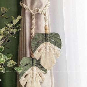 Attaches de rideaux décoratives en coton macramé, forme de feuilles bohèmes, matériau durable, installation facile, longueur personnalisable pour - Product Image 6
