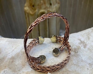 <b>Adjustable</b> 8mm Flat Copper <b>Bracelets</b> Health Magnetic Arthritis Bangles Fashion Beaded <b>Bracelets</b> - Product Image 3