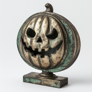 Lanterne citrouille en aluminium fabriquée à la main, surface patinée antique avec détails percés, parfaite pour les fêtes saisonnières d'Halloween - Product Image 6