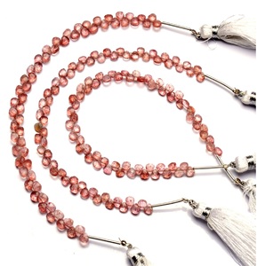 Pierre précieuse Quartz fraise naturelle à facettes en forme de coeur brin perlé rose pour la fabrication de bijoux perles de pierre - Product Image 1