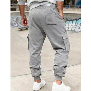 <b>Lounge</b> & Athletic Sweatpants with Multiple Pockets for Training <b>Light</b> Gray Casual Cargo Pants Stretch Workout Joggers Drawstring - Product Image 4