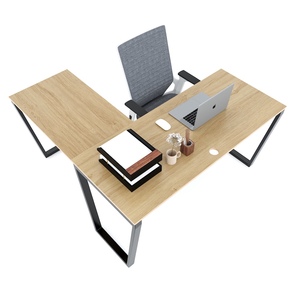 HBTC037 Minimalist Luxury L-Shaped <b>Computer</b> <b>Table</b> 140x140cm Melamine-Coated Plywood Desk with Trapeze Iron Legs <b>for</b> Bedroom Use - Product Image 3
