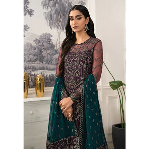 Salwar Kameez costume en mousseline de soie pour femmes conception traditionnelle légère de haute qualité robe de soirée pour femmes robe basse - Product Image 4