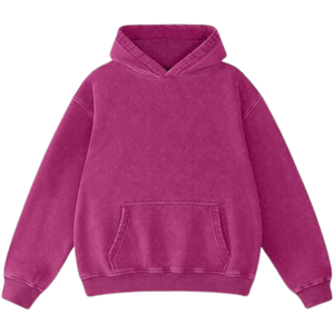 Magenta Pink Acid Washed <b>Hoodie</b> Oversized Pullover Vintage Soft Fleece Streetwear Sweatshirt Winter Fashion For <b>Men</b> Women - Product Image 1