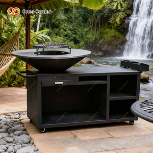 Barbecue en acier Corten durable, moderne et de qualité supérieure, résistant à la rouille, avec allumage automatique du feu et hauteur réglable pour une utilisation en extérieur - Product Image 5