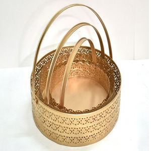 New Arrival Metal Designer <b>Gift</b> <b>Basket</b> Set Of 3 Pcs Housewarming <b>Gift</b> At Wholesale Price With Best Quality - Product Image 1