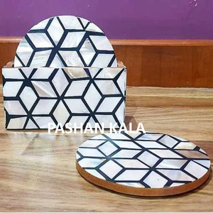 Exclusive Design Pure Indian Handmade and Polished Shade Design Marble Inlaid Kitchen <b>Coaster</b> <b>Set</b> For Home And Hotel Decoration - Product Image 2