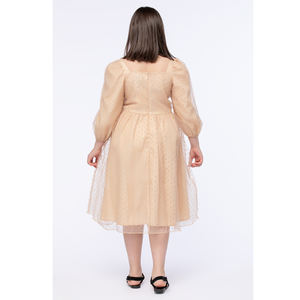 100% calidad nuevo modelo vestido hasta la rodilla OEM ODM Vestido de manga larga para niña con gasa texturizada en fabricación mayorista - Product Image 3