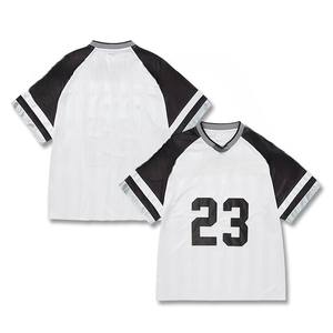 Maillot de baseball personnalisé blanc et noir, numéro 23, col en V, manches courtes, uniforme d'équipe, vêtements de sport respirants en maille - Product Image 1