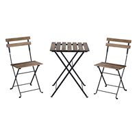 Ensemble bistrot moderne BeNK en bois d'acacia 3 pièces, table basse pliable, chaise, chambre à coucher, cuisine, salon, parc, jardin, utilisation en extérieur