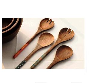 Set de 2 couverts à salade Bondi-SERVEUR à SALADE EN BOIS vert SET DE 2 KETCHENWAR UNIQUE FAIT À LA MAIN - Product Image 4