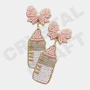 Boucles d'oreilles perroquet multi perlé pour femme couleur patriotique orange blanc bleu pour mariage ou jour commémoratif - Product Image 3