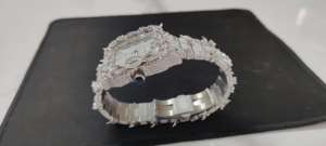 Automatic Men's <b>Mechanical</b> <b>Watch</b> with 22mm Band Width Full Iced Moissanite Diamond Dial White Tone Spike Design Square <b>Watch</b> - Product Image 6