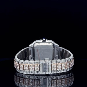 Reloj de Lujo Deportivo para Hombre, Caja de Acero Inoxidable, Cuarzo ETA, 41 mm, Analógico, Cristal, Visualización de Números Romanos, Botón de Presión, Diamante Oculto - Product Image 3