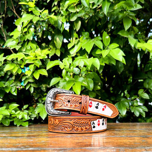 เข็มขัดหนังแท้ลายเพสลีย์สไตล์คาวบอยตะวันตก ยี่ห้อ R M INTERNATION  ทำด้วยมือ หัวเข็มขัดโลหะผสมสังกะสี ทนทาน ดีไซน์หรูหรา ผลิตตามสั่ง - Product Image 5