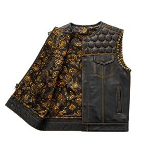 Gilet en cuir vintage pour homme, haute qualité, style motard, coupe ample, col rabattu, fermeture éclair, sans manches, tendance streetwear - Product Image 3