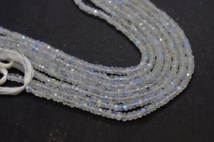 Perles Rondelles Facettées en Pierre de Lune Arc-en-ciel Blanche 3,5-4mm Longueur 13 Pouces, Gemmes pour la Fabrication de Bijoux Mehrajudin Gems AA-63 Troisième Qualité - Product Image 2