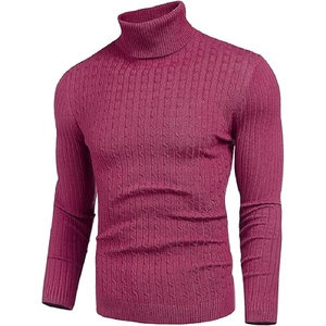 Pull tricoté d'hiver coupe ajustée anti-rides et anti-rétrécissement pour homme Pull en polyester respirant à col rond - Product Image 6