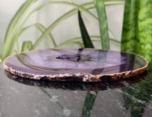 Posavasos de ágata para decoración del hogar, rebanada de ágata púrpura decorativa sin recubrimiento de oro, curación, meditación, venta al por mayor - Product Image 4