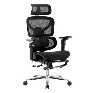Chaise de bureau ergonomique moderne pour cadre dirigeant avec appui-tête réglable, fonction pivotante et support lombaire inclinable en tissu entièrement en maille - Product Image 4