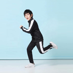 Ensemble de survêtement d'hiver bleu et blanc pour enfants avec veste à col montant et pantalon de jogging, tenue sportive deux pièces unisexe pour un usage décontracté - Product Image 2