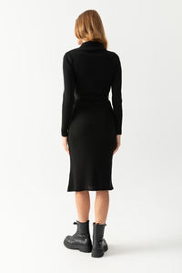 ชุดเดรสผ้าลูกฟูกสำหรับผู้หญิง, ชุดเดรสแขนเสื้อถักคอโปโลสวมใส่สบายมีสไตล์ตกแต่งลายรอบเอวธรรมชาติ - Product Image 6