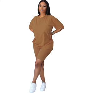 Conjunto de pantalones cortos antibolitas de algodón transpirable de secado rápido para mujer, nuevo conjunto de pantalones cortos de punto sólidos informales de verano - Product Image 3