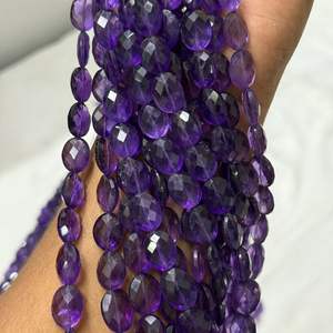 Cuentas Ovaladas Facetadas de Amatista Natural de Alta Calidad, de 7x5mm a 12x10mm, para la Elaboración de Joyas - Product Image 4